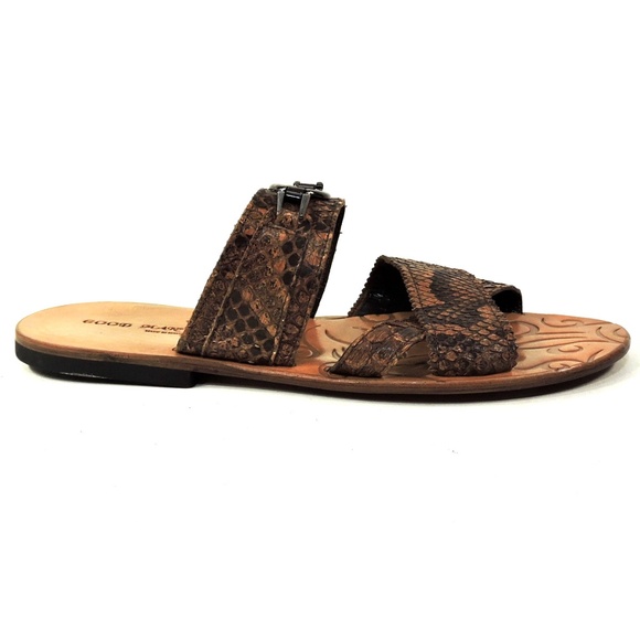 GOODMAN ?? MEN\'S BROWN REAL SNAKE SKIN FLAT COMFORT SUMMER SANDALS main image 5